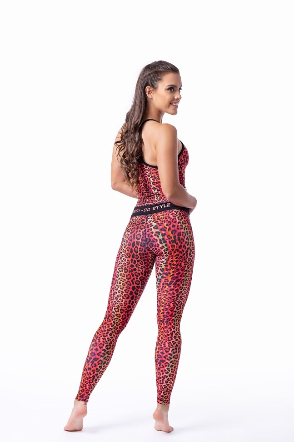 Indi-Go Leopard Red fitness leggings, 'L'