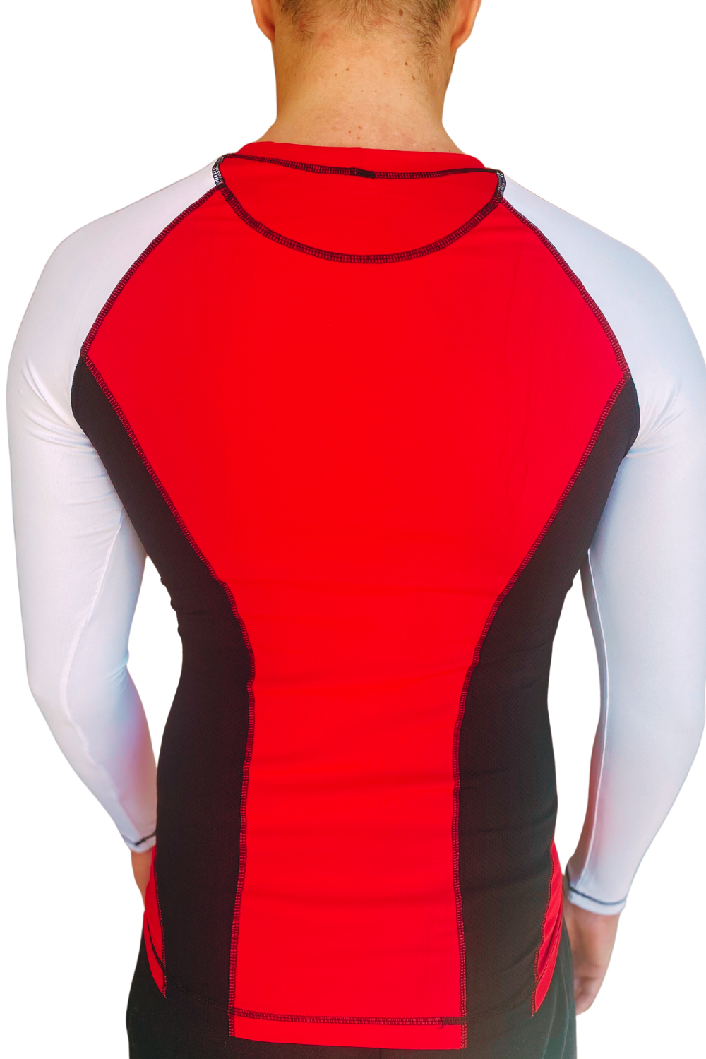 Strong Body MOVE hosszú ujjú edző felső, piros-fehér-fekete, XL