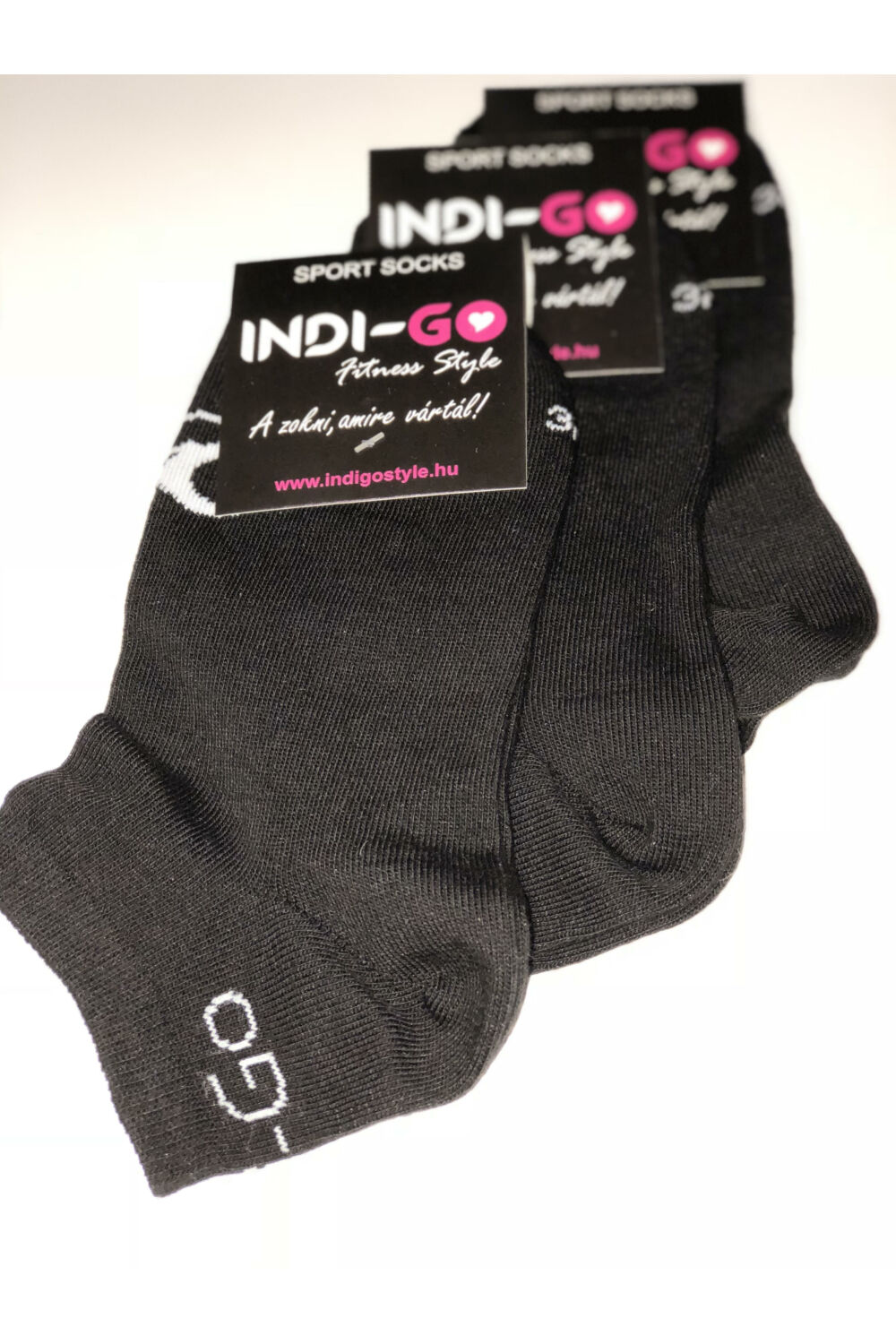 Indi-Go Indigo Sport zokni, fekete-pink