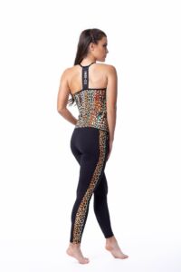 Kép 2/3 - Indi-Go Leopard Yellow fitness leggings csíkkal, 'L'