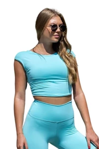 Kép 1/2 - Indi-Go Fancy rövid ujjú crop top aqua 'L'