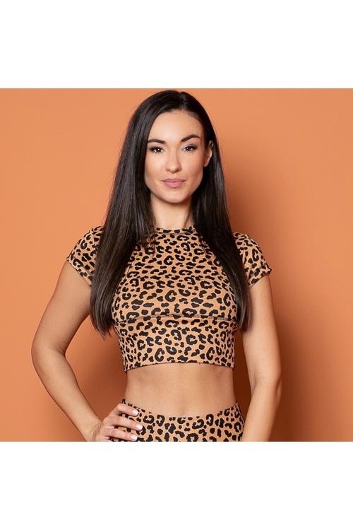 Indi-Go Leopard Camel fitness rövidujjú croptop