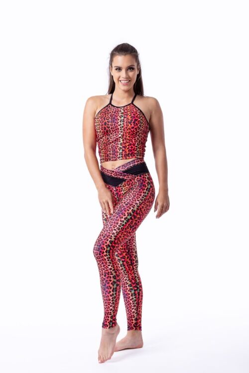 Indi-Go Leopard Red fitness leggings